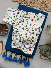 Pure Handloom Firozi Khadi Saree with Designer Blouse Ready Made